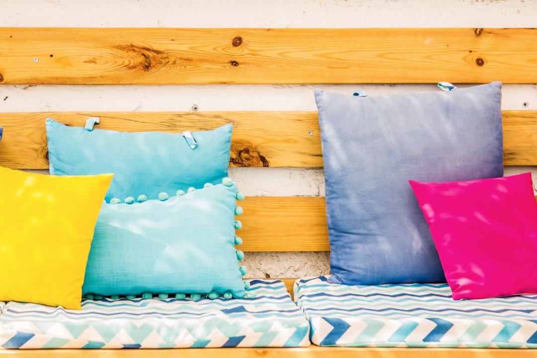 Colourful patio cushions